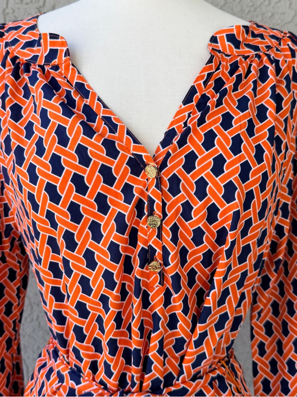 NWT Mud Pie Sz M Orange Navy Belted Shirt Dress | Florida Gators | Auburn Colors - Picture 3 of 10